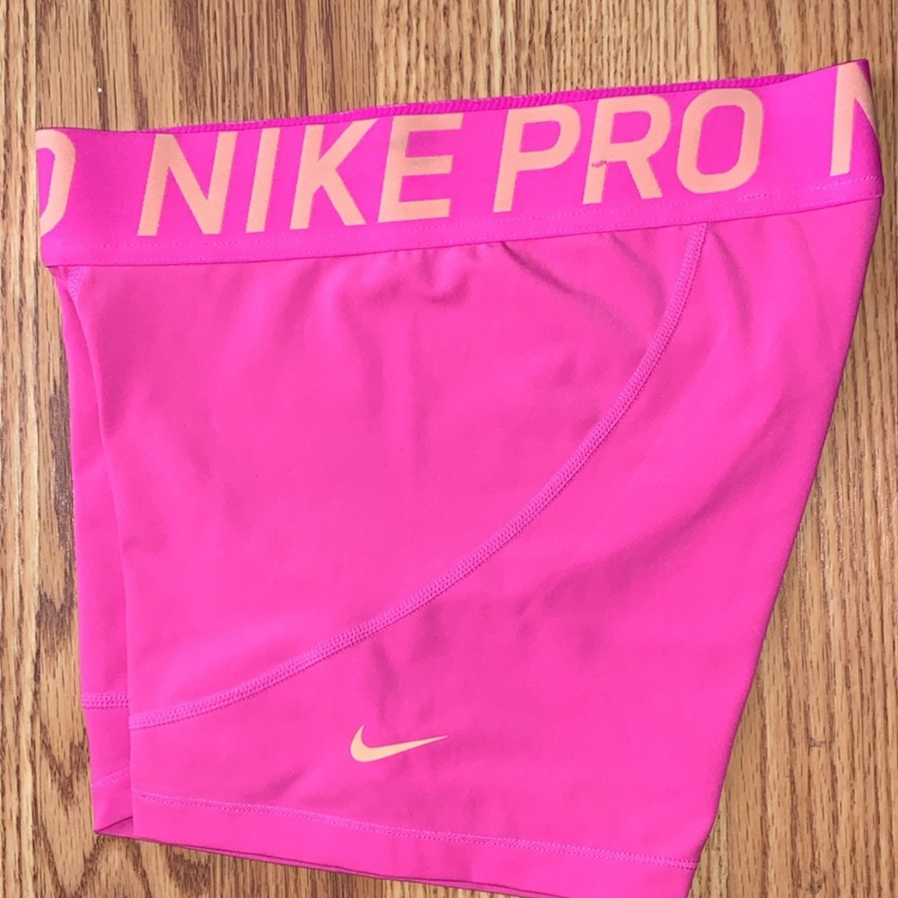 Pink and Yellow Nike Pro Shorts - Price Firm